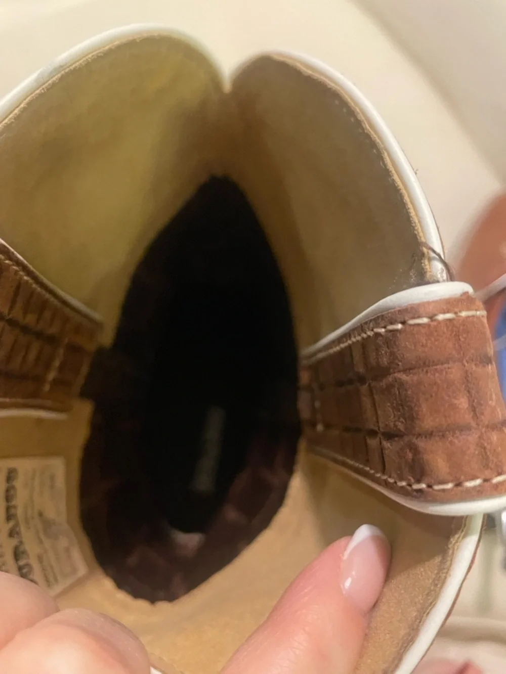 Durango Brown & Blue Leather Western Harness Boots - NWOT, with Rounded Spurs! - Picture 13 of 16